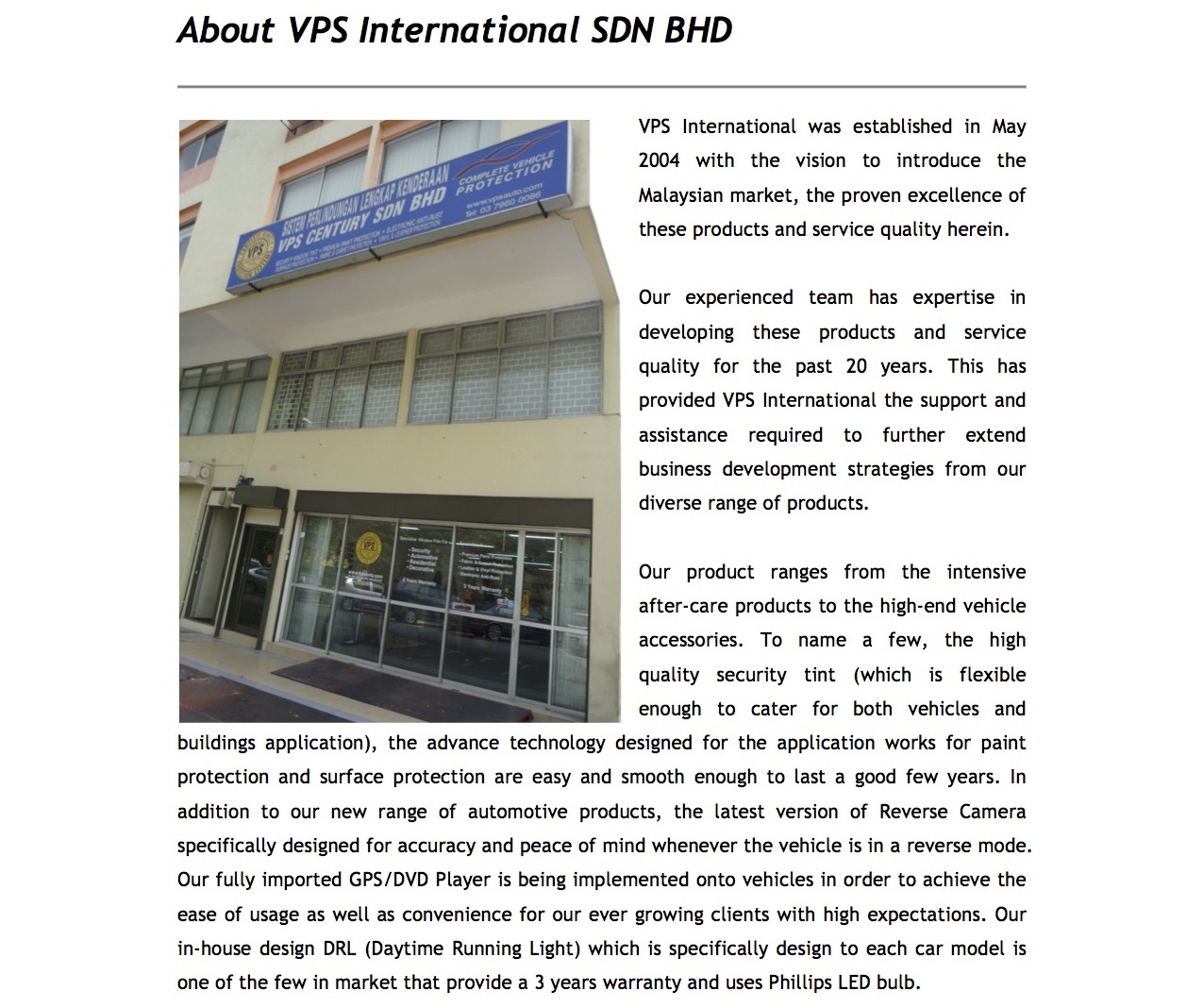 VPS International Company Profile